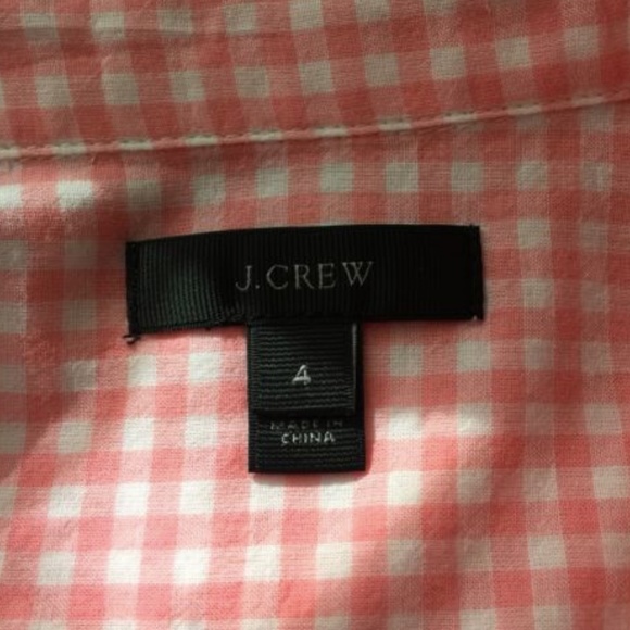J CREW pink peach gingham shirt size 4 small - Picture 3 of 6